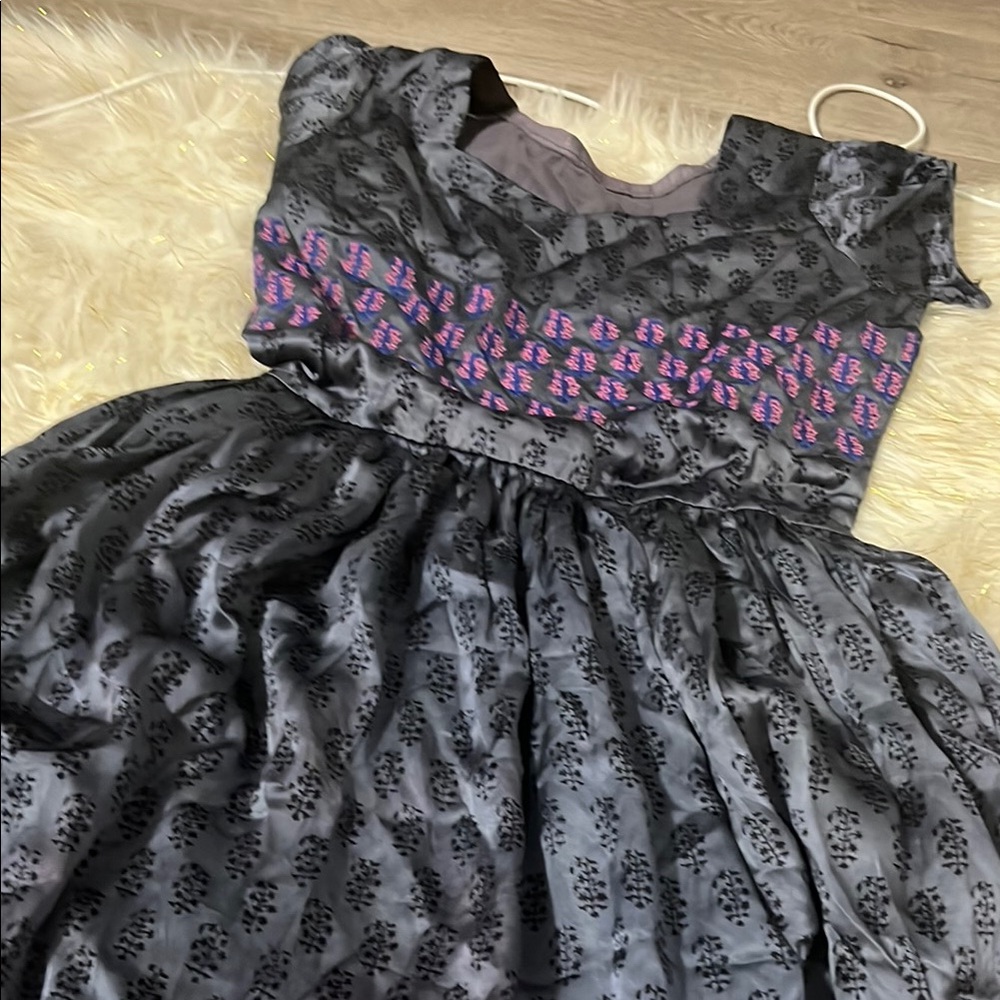 Black and Purple Asymmetrical Midi Sundress